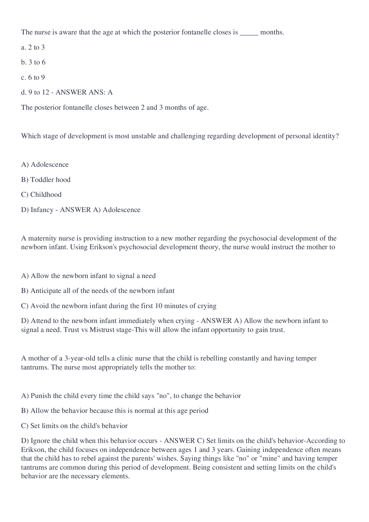 Preview image for Test Pediatric Growth and Development: NCLEX Questions and Answers